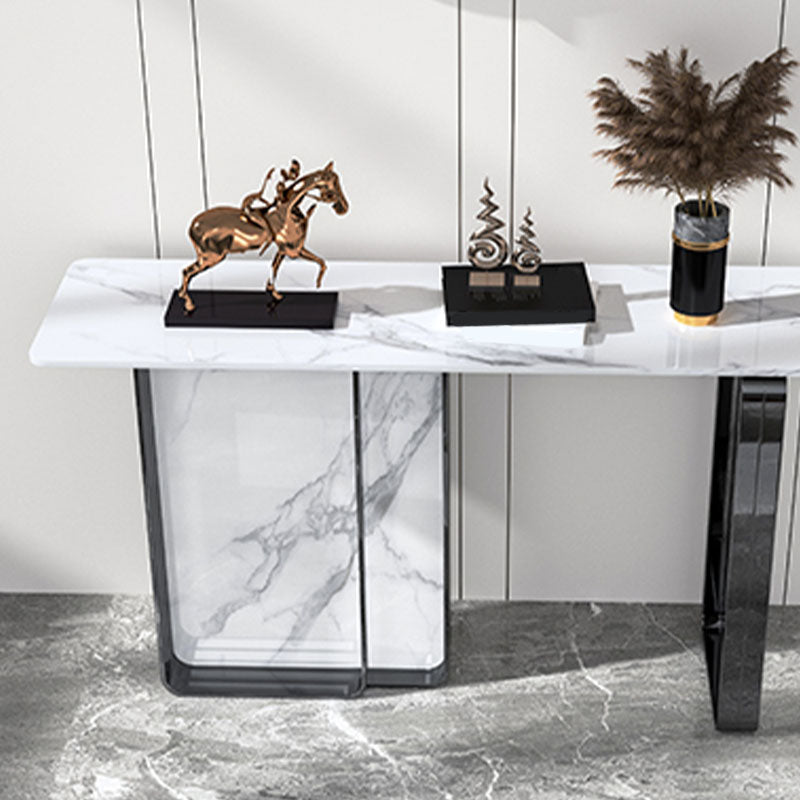 Stone Rectangle Accent Table Modern 31.5" Tall Console Table