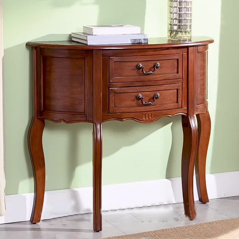 Mid-Century Modern Wood Accent Table Half Moon Console Sofa Table for Hall