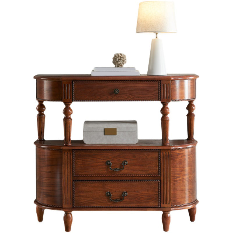 Mid-Century Modern Wood Accent Table Half Moon Console Sofa Table for Hall