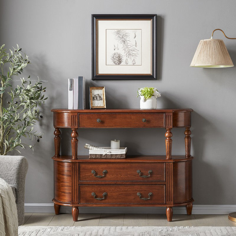 Mid-Century Modern Wood Accent Table Half Moon Console Sofa Table for Hall