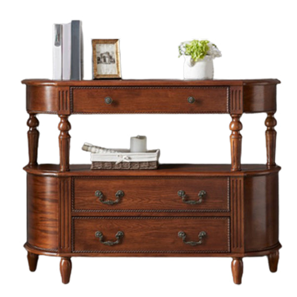 Mid-Century Modern Wood Accent Table Half Moon Console Sofa Table for Hall