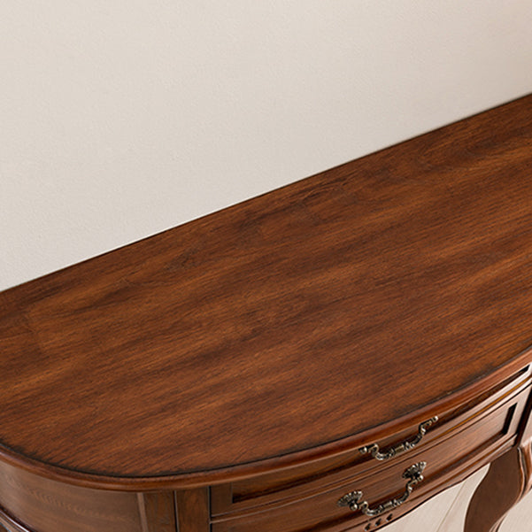 Mid-Century Modern Wood Accent Table Half Moon Console Sofa Table for Hall