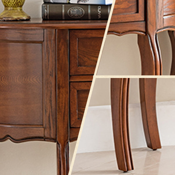 Mid-Century Modern Wood Accent Table Half Moon Console Sofa Table for Hall