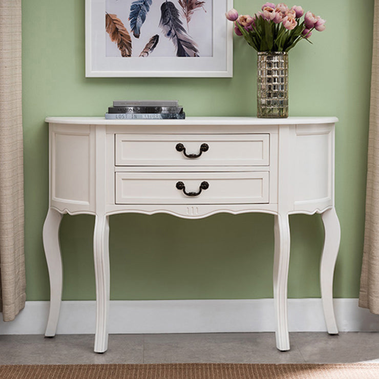 Mid-Century Modern Wood Accent Table Half Moon Console Sofa Table for Hall