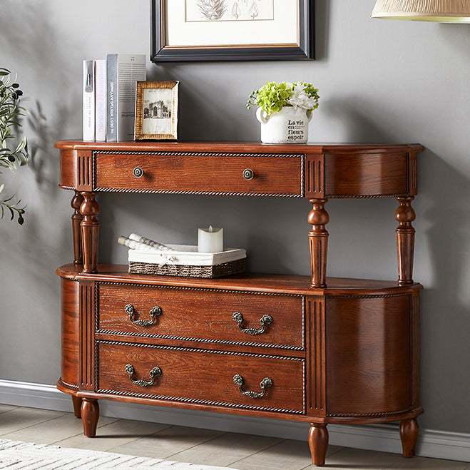 Mid-Century Modern Wood Accent Table Half Moon Console Sofa Table for Hall