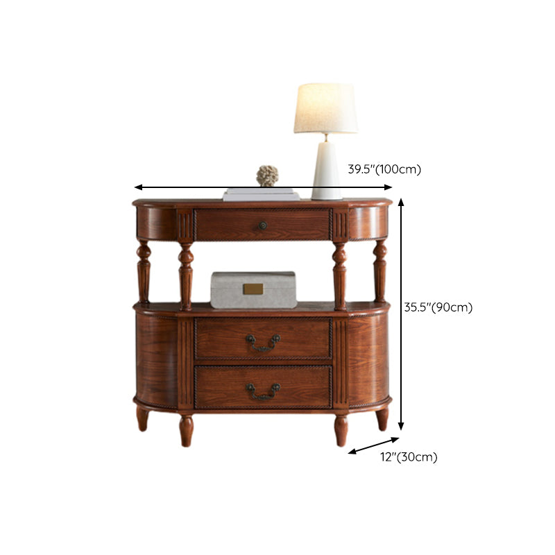 Mid-Century Modern Wood Accent Table Half Moon Console Sofa Table for Hall