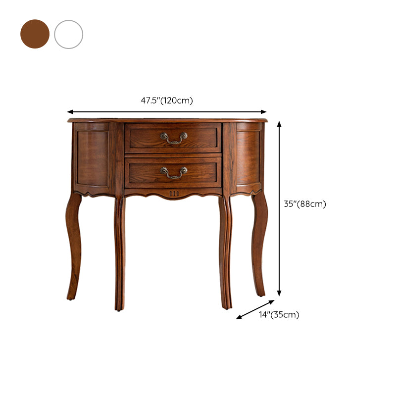 Mid-Century Modern Wood Accent Table Half Moon Console Sofa Table for Hall