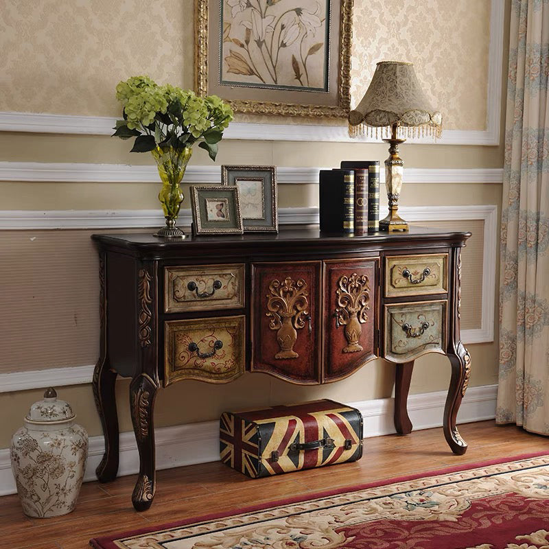 French Country Wooden Console Table Rectangle Console Sofa Table for Hall