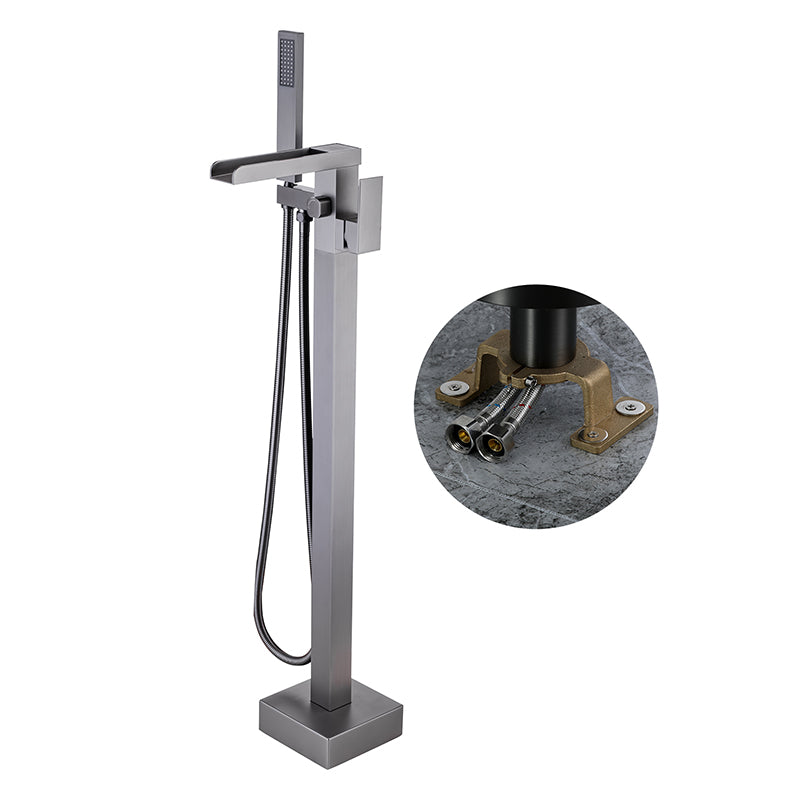 Modern Floor Mounted Metal Freestanding Tub Filler One Handle Freestanding Bathtub Faucet