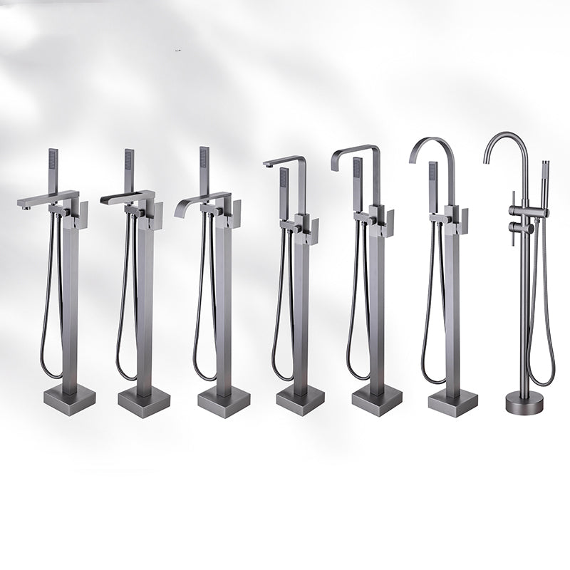 Modern Floor Mounted Metal Freestanding Tub Filler One Handle Freestanding Bathtub Faucet