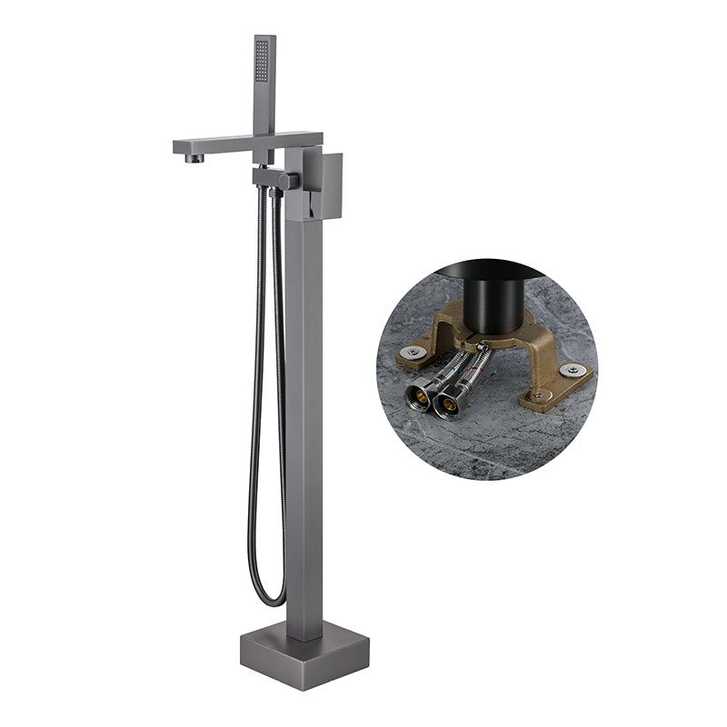 Modern Floor Mounted Metal Freestanding Tub Filler One Handle Freestanding Bathtub Faucet