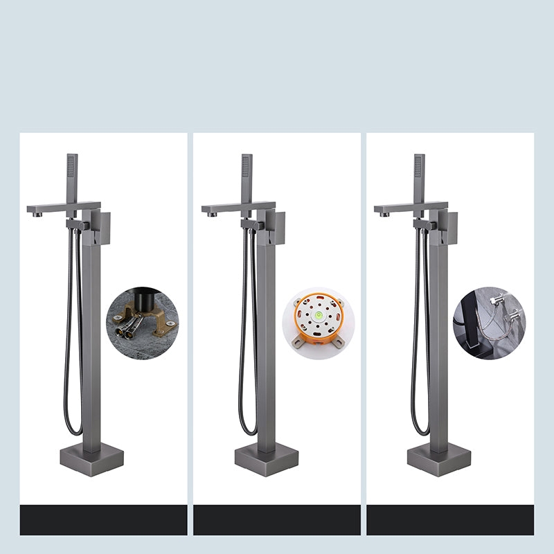 Modern Floor Mounted Metal Freestanding Tub Filler One Handle Freestanding Bathtub Faucet
