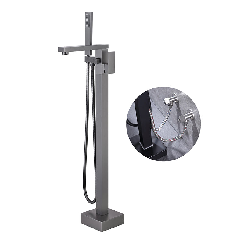 Modern Floor Mounted Metal Freestanding Tub Filler One Handle Freestanding Bathtub Faucet