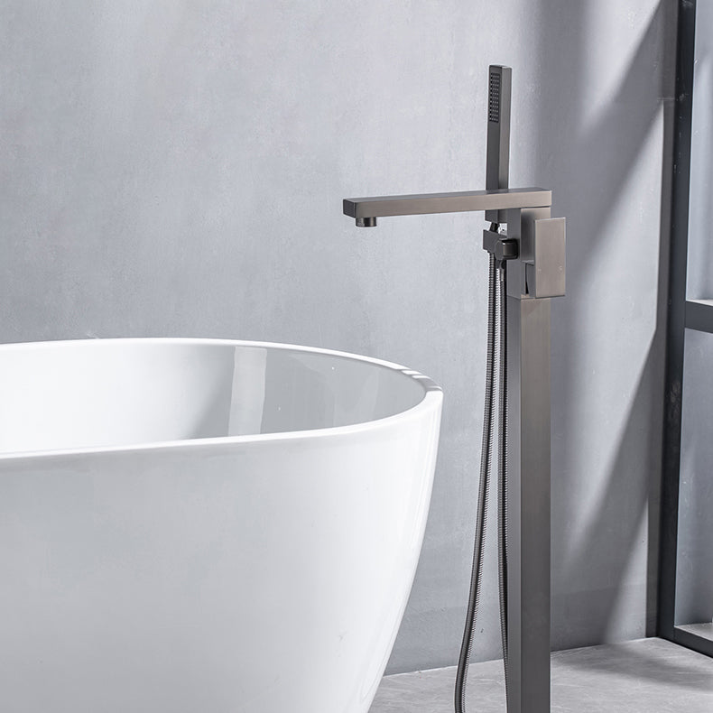 Modern Floor Mounted Metal Freestanding Tub Filler One Handle Freestanding Bathtub Faucet