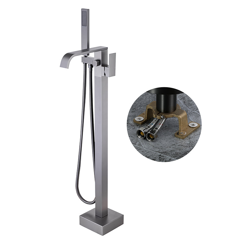 Modern Floor Mounted Metal Freestanding Tub Filler One Handle Freestanding Bathtub Faucet