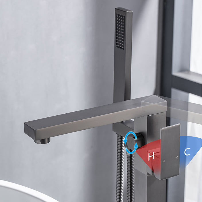 Modern Floor Mounted Metal Freestanding Tub Filler One Handle Freestanding Bathtub Faucet