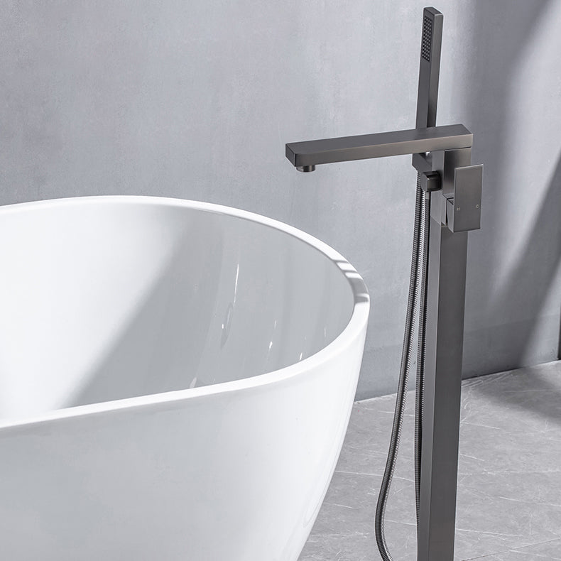 Modern Floor Mounted Metal Freestanding Tub Filler One Handle Freestanding Bathtub Faucet