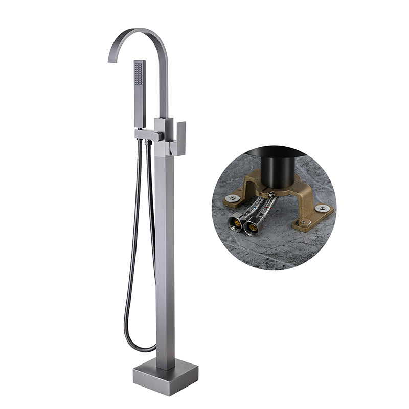 Modern Floor Mounted Metal Freestanding Tub Filler One Handle Freestanding Bathtub Faucet