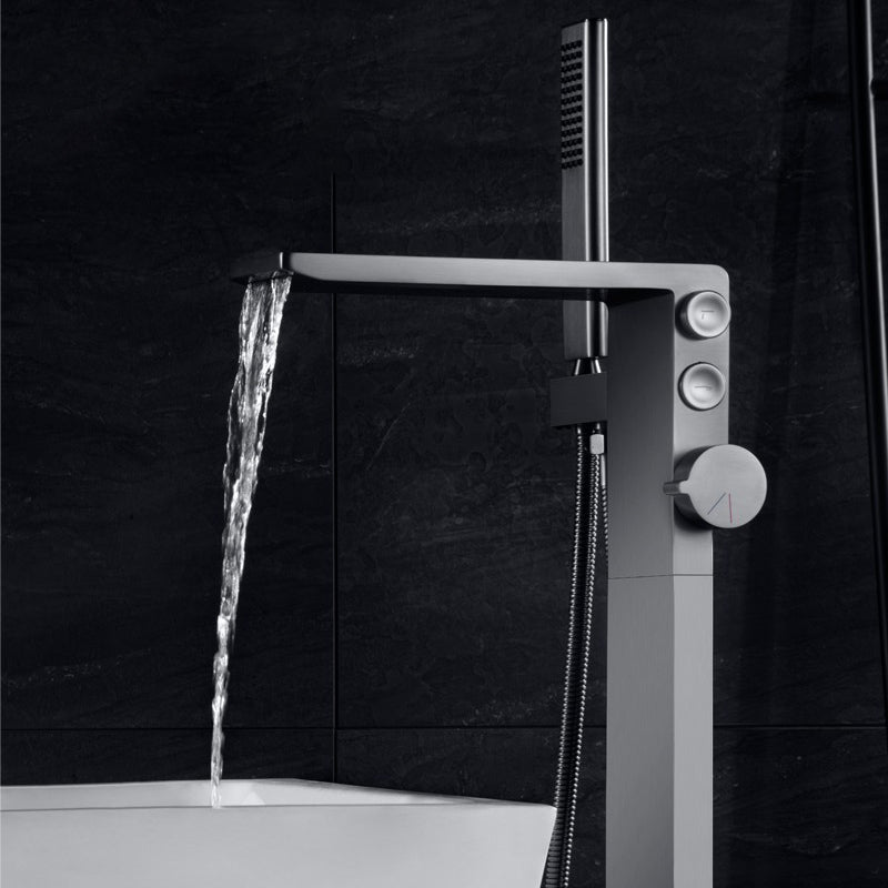 Modern Floor Mounted Metal Freestanding Tub Filler One Handle Freestanding Bathtub Faucet