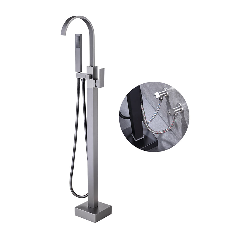 Modern Floor Mounted Metal Freestanding Tub Filler One Handle Freestanding Bathtub Faucet