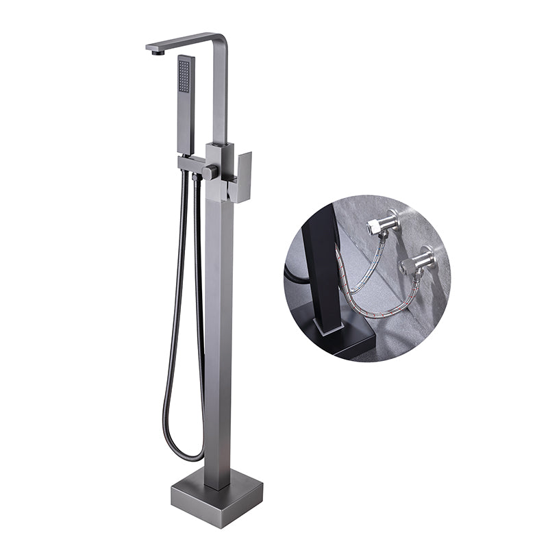 Modern Floor Mounted Metal Freestanding Tub Filler One Handle Freestanding Bathtub Faucet