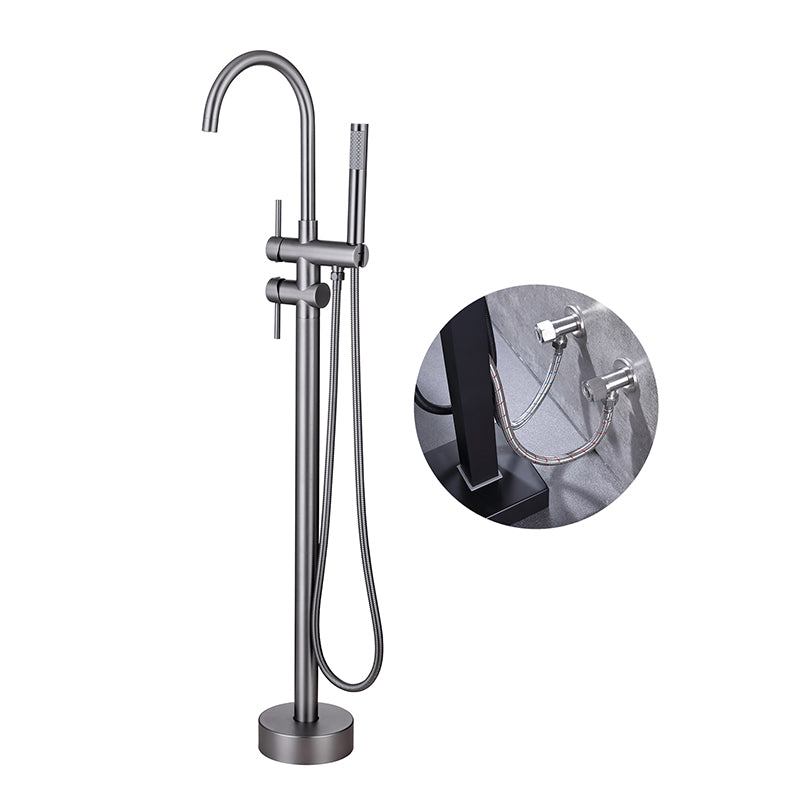 Modern Floor Mounted Metal Freestanding Tub Filler One Handle Freestanding Bathtub Faucet