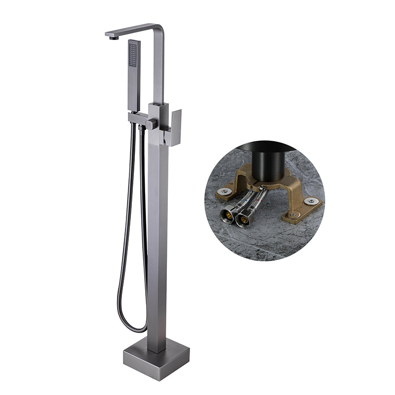 Modern Floor Mounted Metal Freestanding Tub Filler One Handle Freestanding Bathtub Faucet