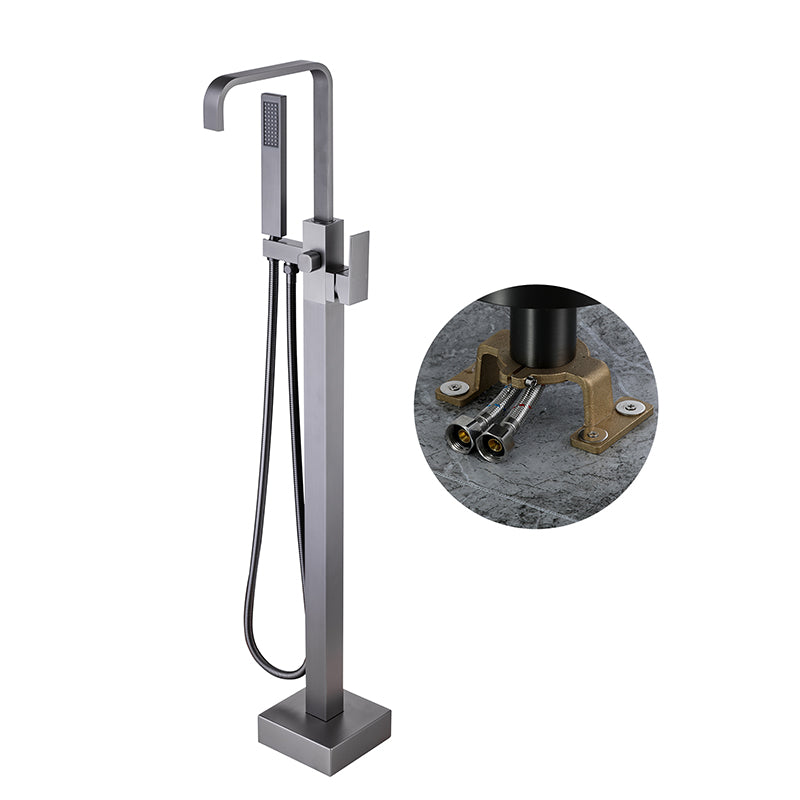 Modern Floor Mounted Metal Freestanding Tub Filler One Handle Freestanding Bathtub Faucet