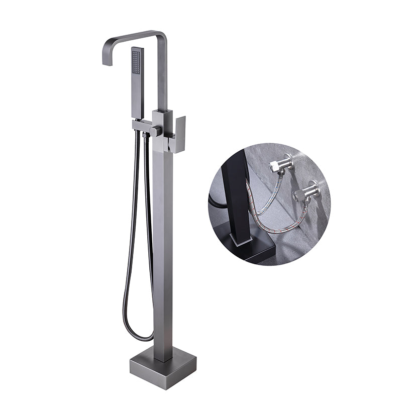 Modern Floor Mounted Metal Freestanding Tub Filler One Handle Freestanding Bathtub Faucet