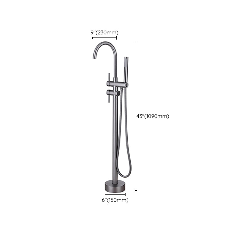 Modern Floor Mounted Metal Freestanding Tub Filler One Handle Freestanding Bathtub Faucet