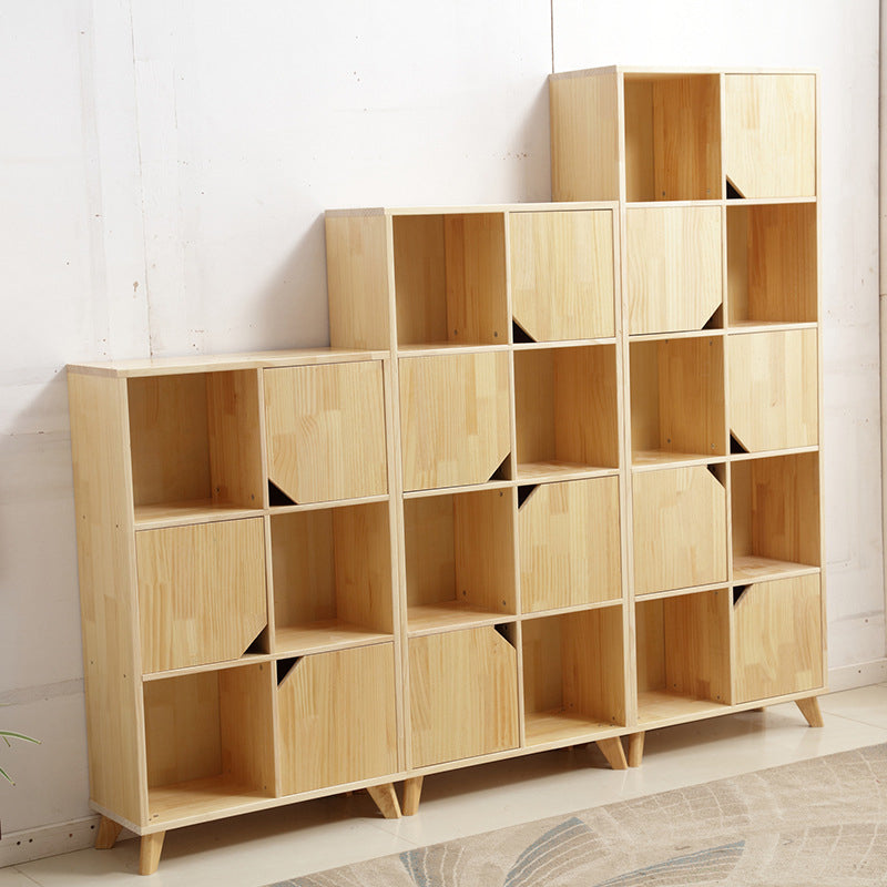 Modern Wooden Bookcase Standard Natural Closed Back Bookshelf