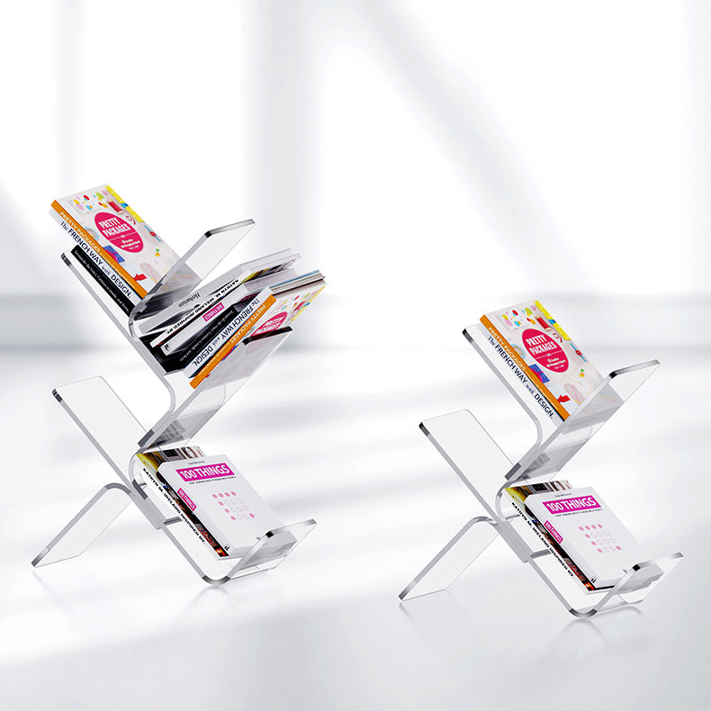 Acrylic Open Back Bookcase Standard Scandinavian Bookshelf with Shelves