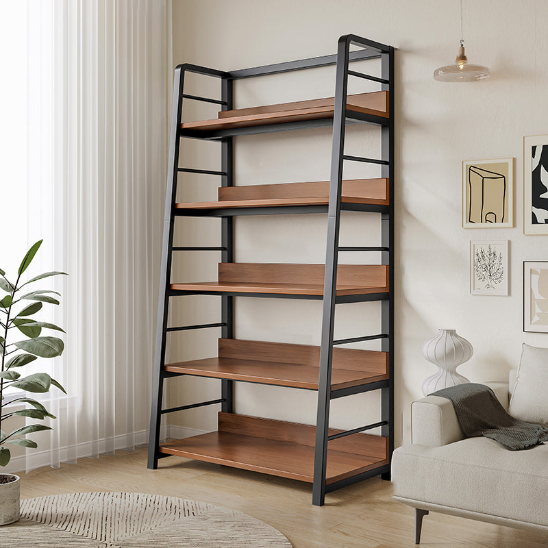 Ladder Open Back Bookshelf Modern Style Engineered Wood Bookcase with Shelves