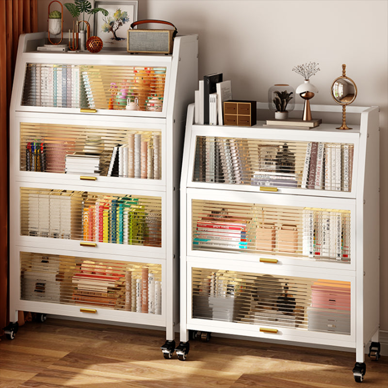 Metal Standard Bookshelf Contemporary Closed Back Bookcase with Cabinets