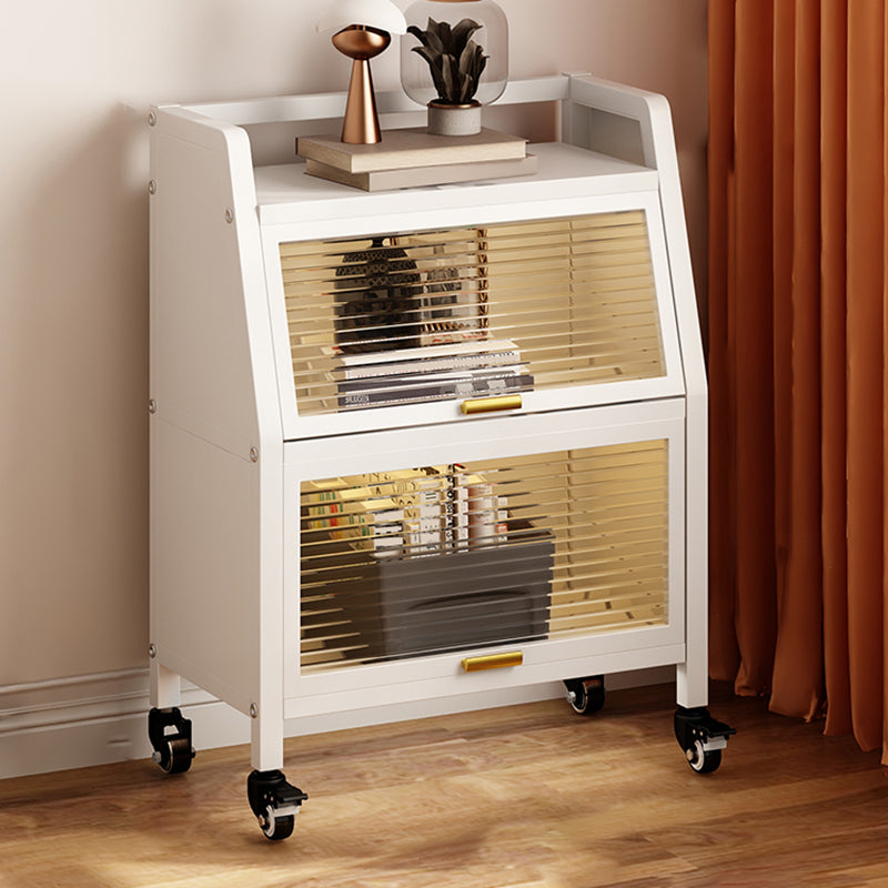 Metal Standard Bookshelf Contemporary Closed Back Bookcase with Cabinets