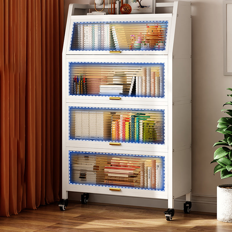Metal Standard Bookshelf Contemporary Closed Back Bookcase with Cabinets