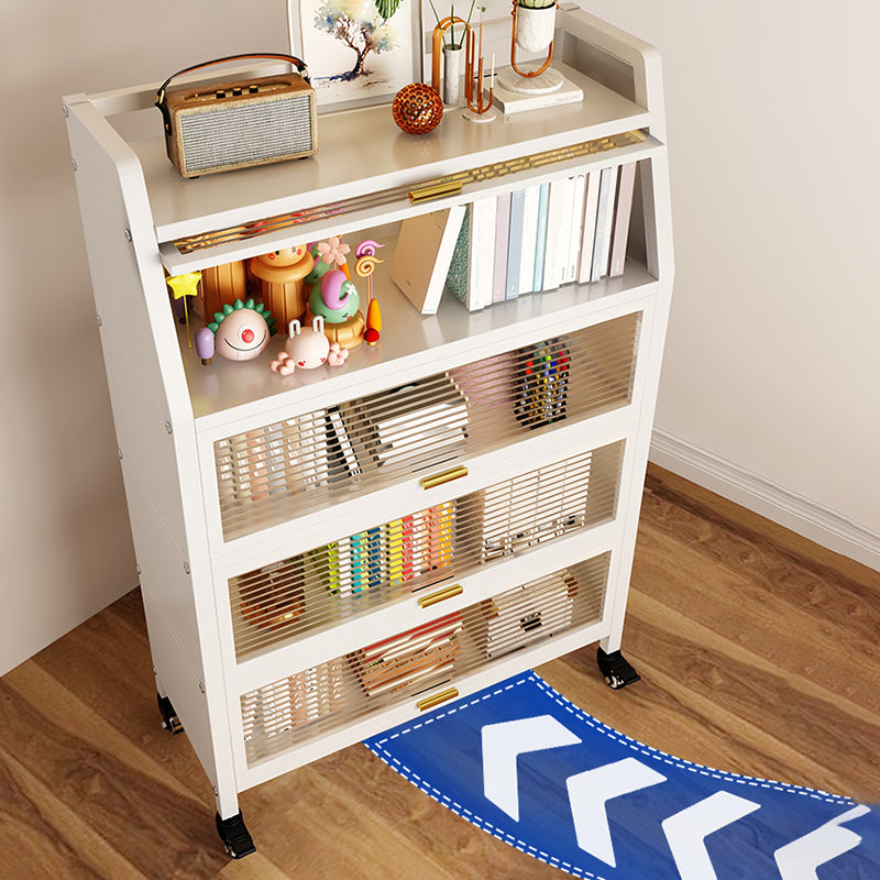 Metal Standard Bookshelf Contemporary Closed Back Bookcase with Cabinets