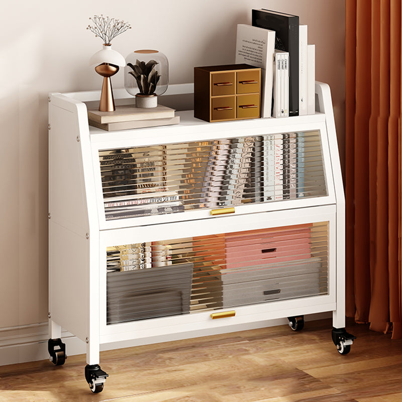 Metal Standard Bookshelf Contemporary Closed Back Bookcase with Cabinets
