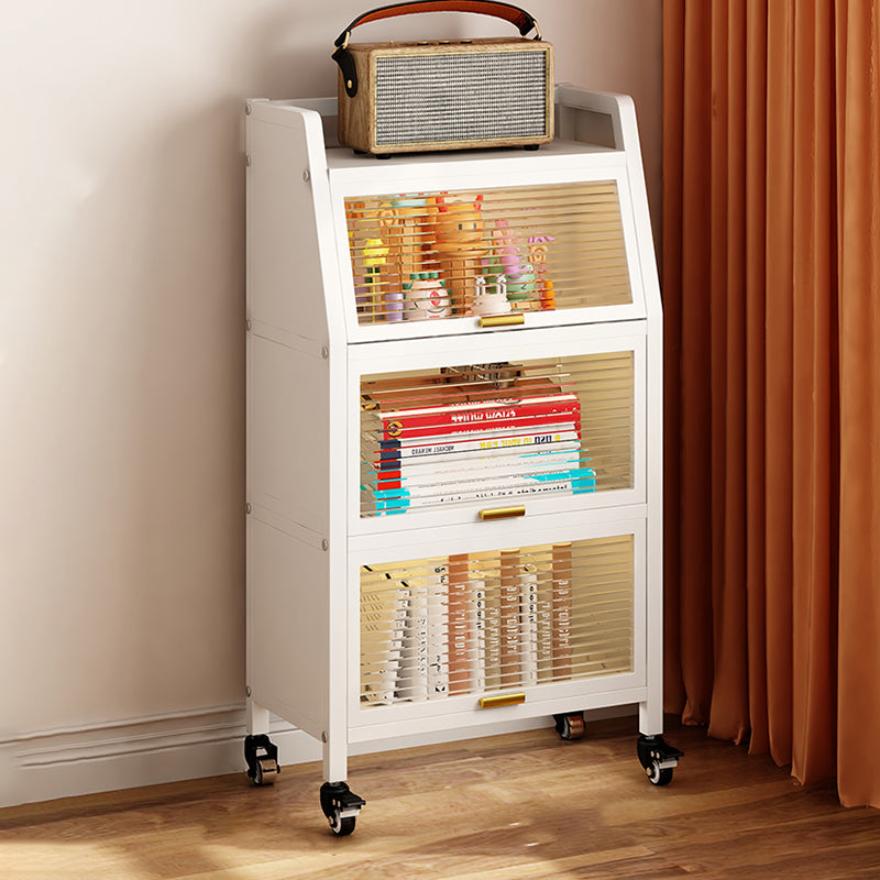 Metal Standard Bookshelf Contemporary Closed Back Bookcase with Cabinets