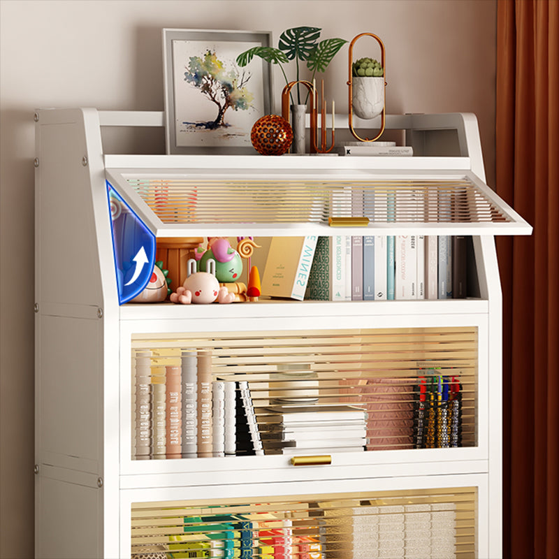 Metal Standard Bookshelf Contemporary Closed Back Bookcase with Cabinets
