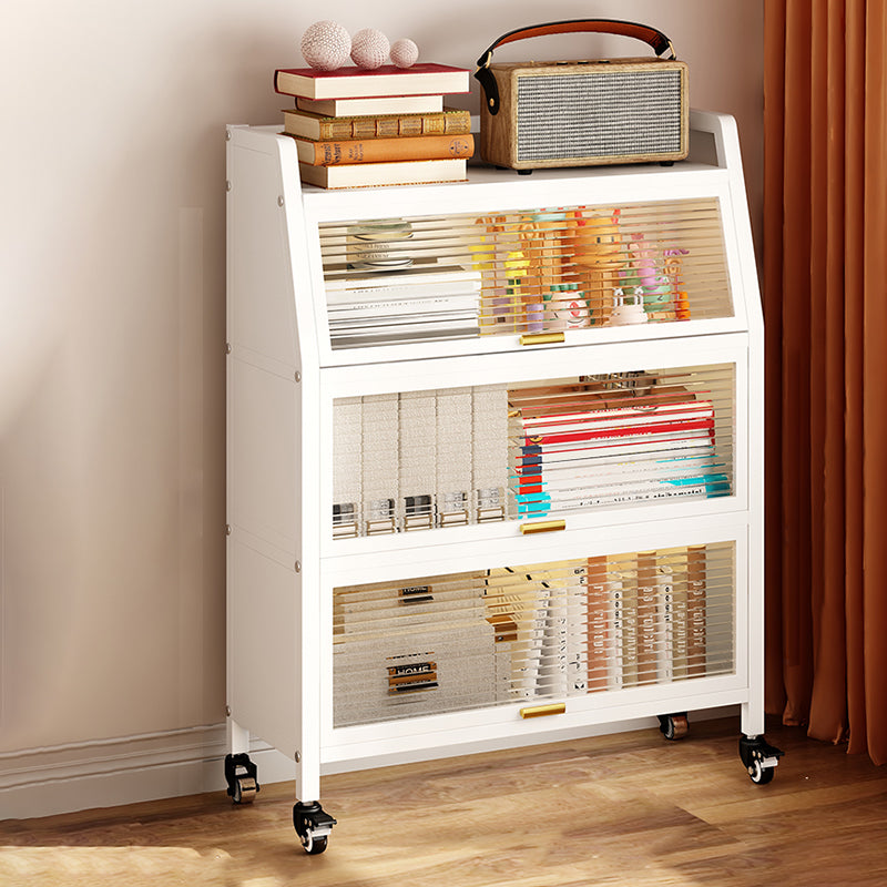 Metal Standard Bookshelf Contemporary Closed Back Bookcase with Cabinets