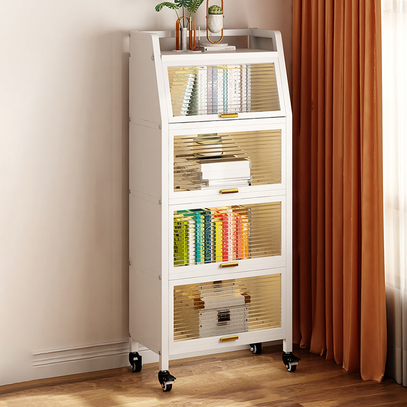Metal Standard Bookshelf Contemporary Closed Back Bookcase with Cabinets