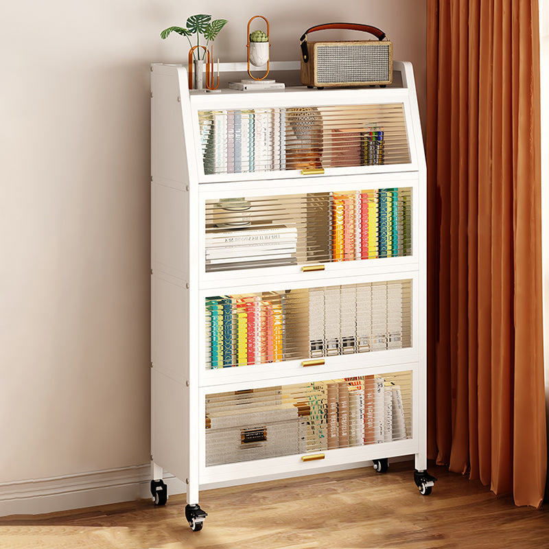 Metal Standard Bookshelf Contemporary Closed Back Bookcase with Cabinets