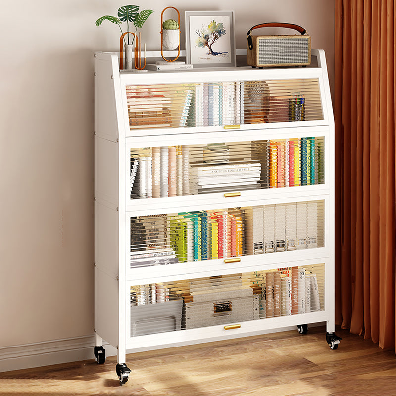 Metal Standard Bookshelf Contemporary Closed Back Bookcase with Cabinets