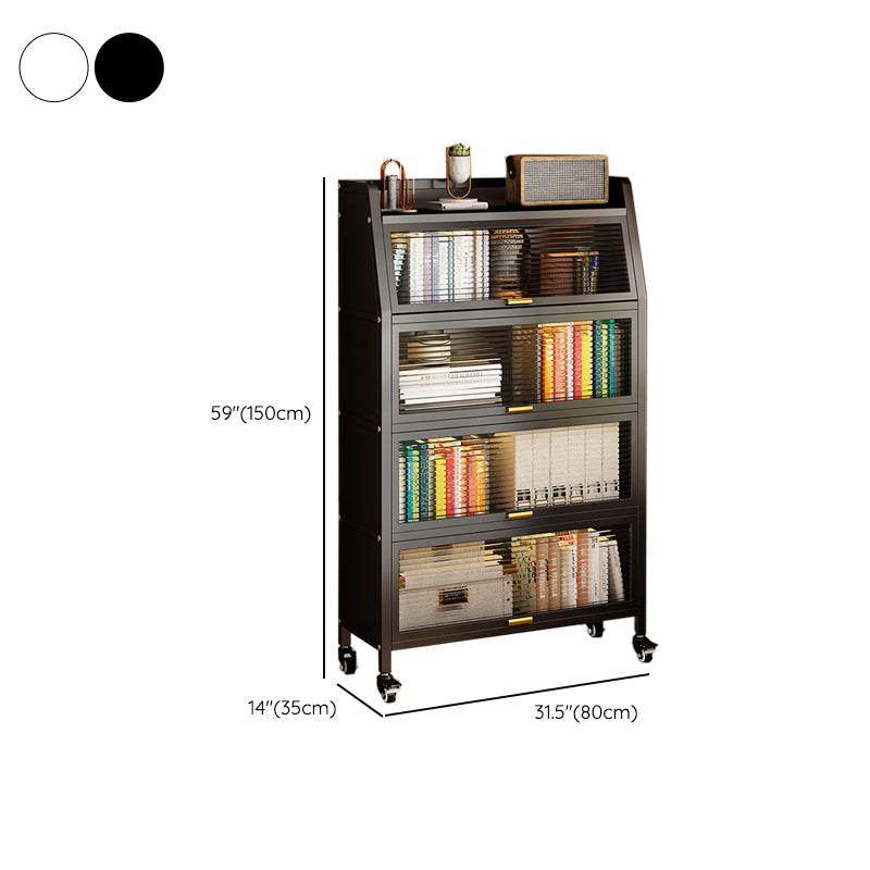 Metal Standard Bookshelf Contemporary Closed Back Bookcase with Cabinets