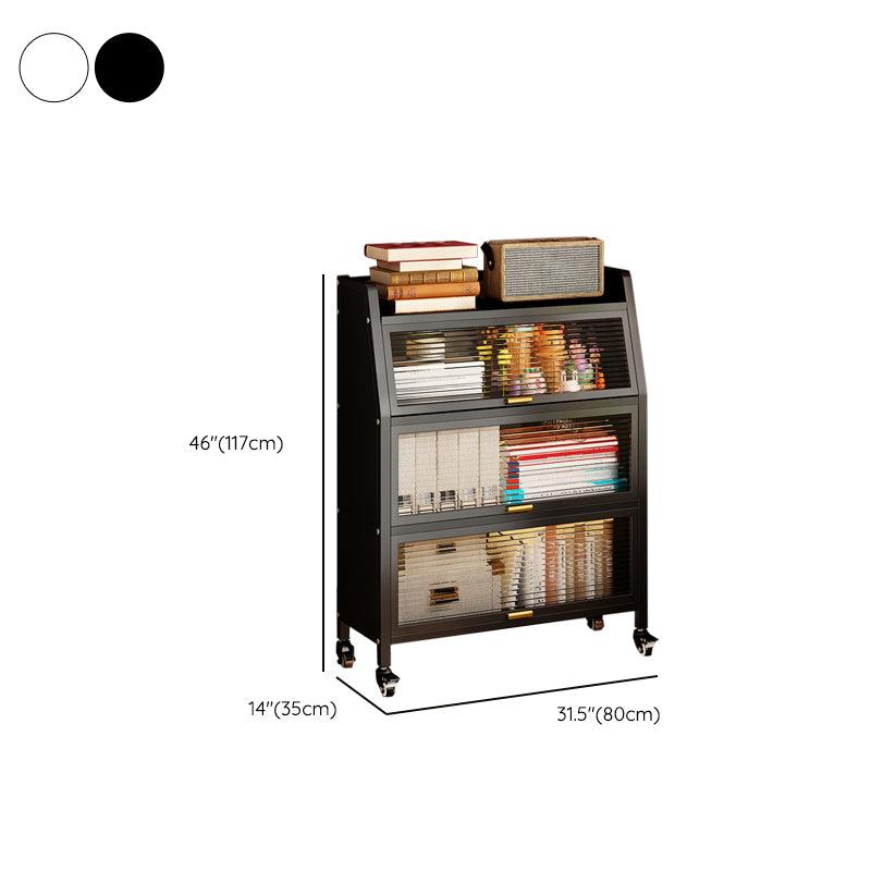 Metal Standard Bookshelf Contemporary Closed Back Bookcase with Cabinets