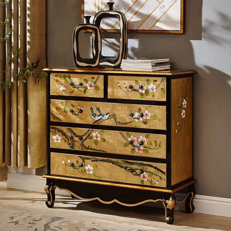 Traditional Storage Chest Solid Wood Storage Chest Dresser with 5 Drawers