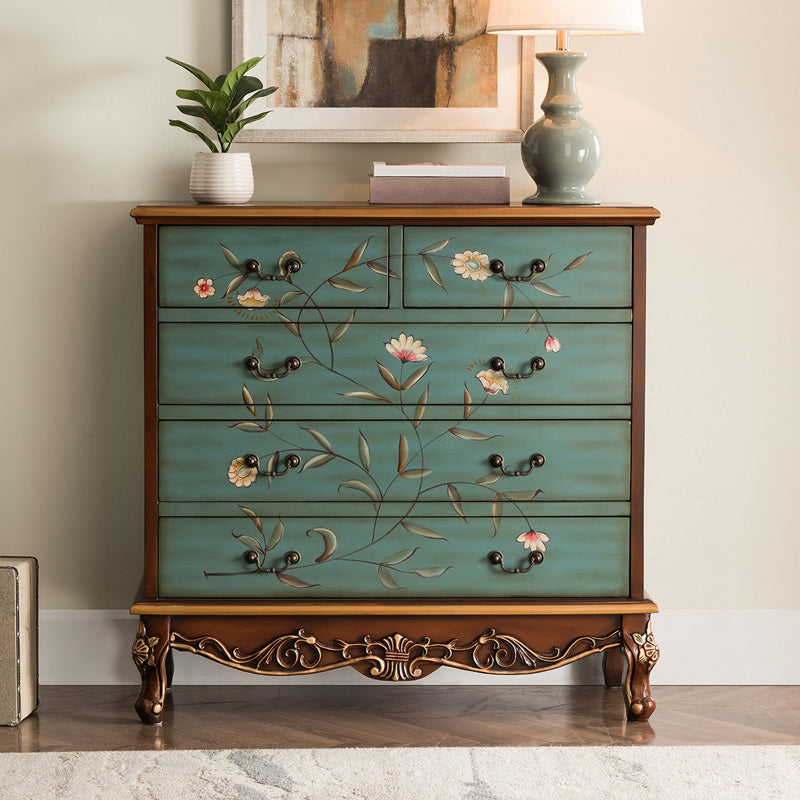 Traditional Storage Chest Solid Wood Storage Chest Dresser with 5 Drawers