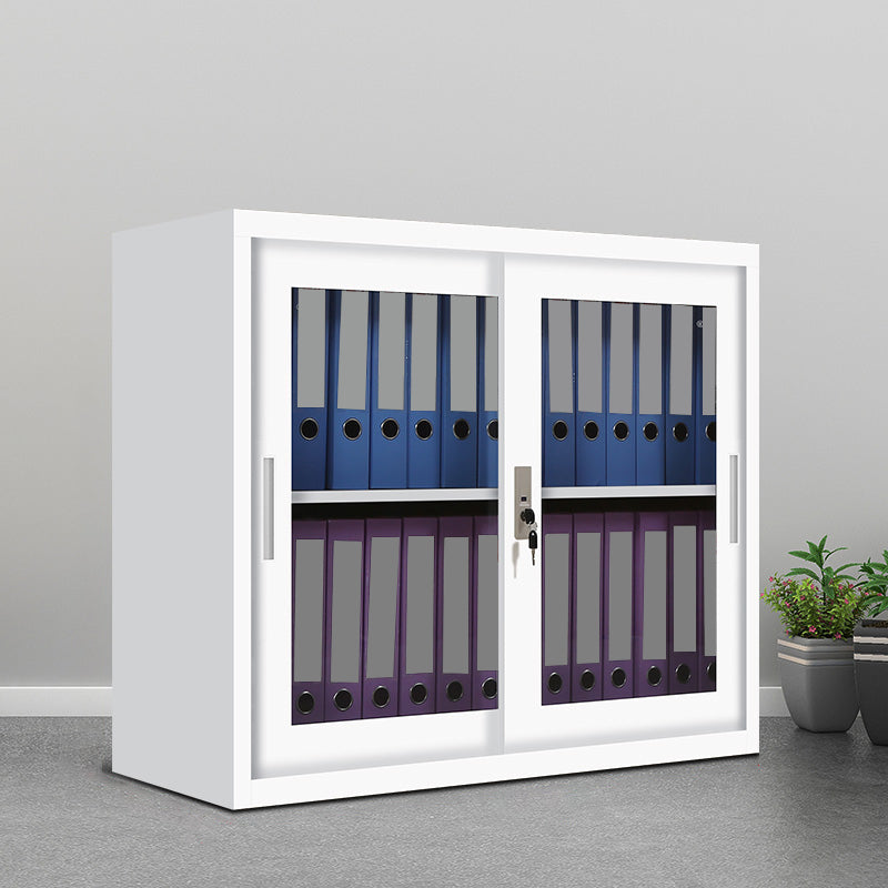 Contemporary File Cabinet Steel Frame Key Lock White Lateral File Cabinet for Office