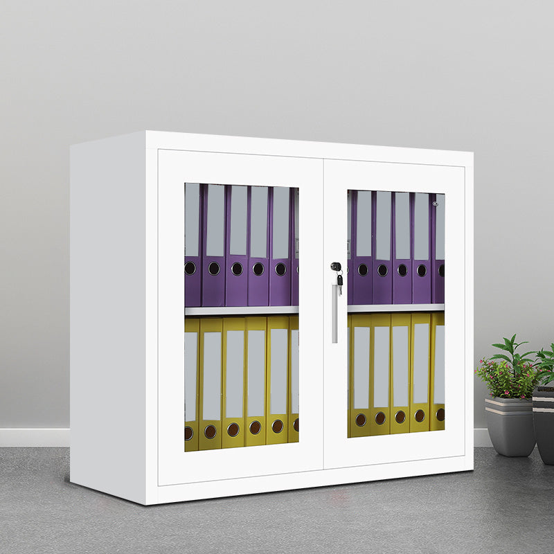 Contemporary File Cabinet Steel Frame Key Lock White Lateral File Cabinet for Office